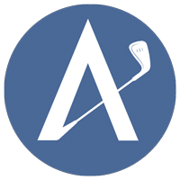 A white lacrosse stick intersecting a capital A